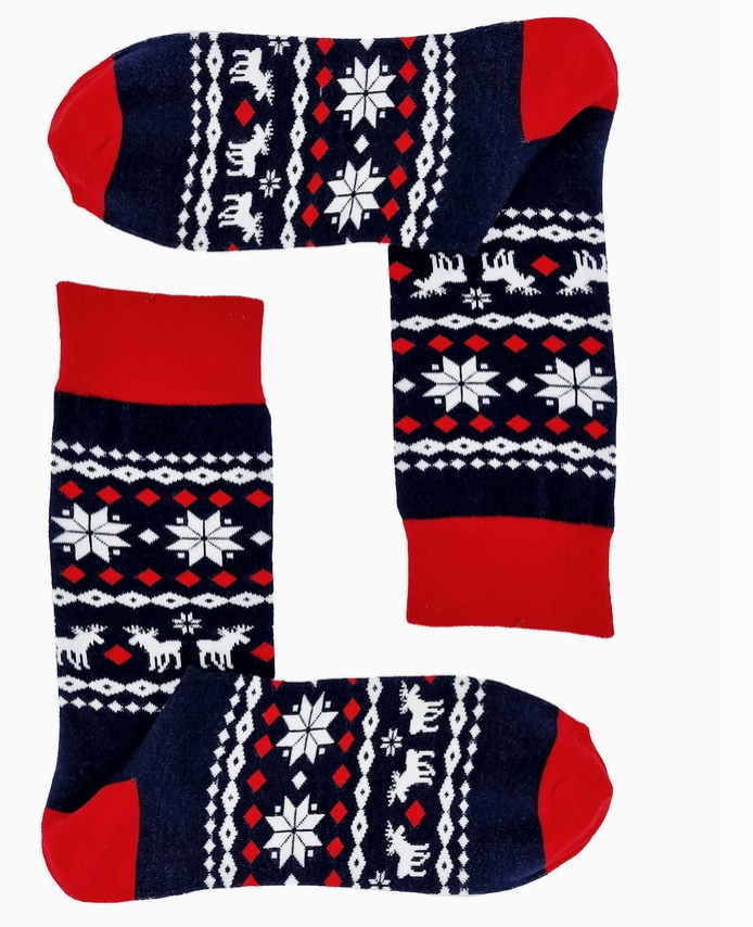 Julesokker - Klassik - blå og rødt motiv