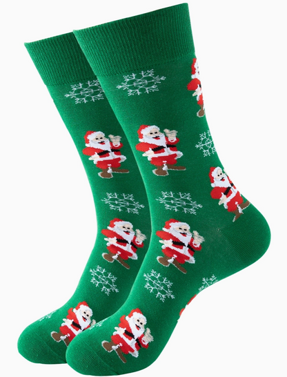 Snazzy Santa julestrømper – Grøn jul med glade julemænd 🎅