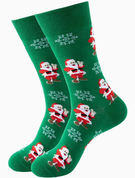 Snazzy Santa julestrømper – Grøn jul med glade julemænd 🎅