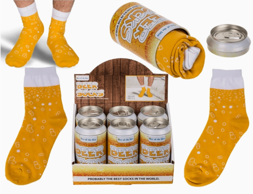 Beer Socks i Dåse – Sjove ølstrømper i gave­dåse - 1 par