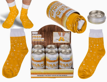 Beer Socks i Dåse – Sjove ølstrømper i gave­dåse - 1 par